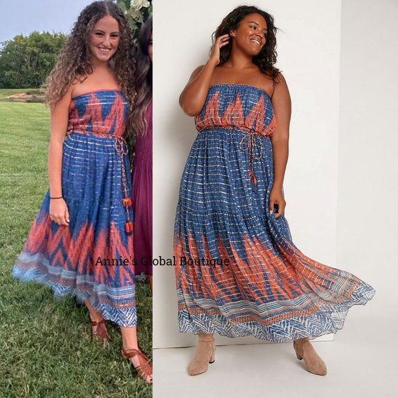 RARE NWT ANTHROPOLOGIE Nora Tasseled Maxi Dress - Picture 11 of 14